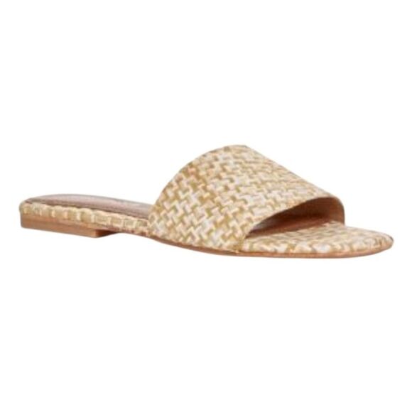 Jeffrey Campbell Woven Raffia Square Toe Slide Sandals Size 7 - Picture 1 of 5